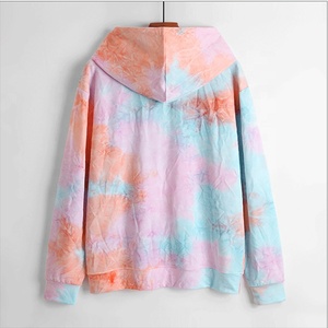 Customizable Unisex Casual <b>Tie</b>-Dye Breathable Hoodie <b>Polyester</b> Cotton Winter Terry Fabric Allover Digital Print Logo - Product Image 2