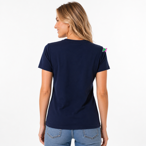 Camisetas de Punto con Cuello Redondo para Mujer, 100% Algodón, Bordado Personalizado, Letras en Tela Twill, Camiseta Ligera de Algodón de Manga Corta - Product Image 4
