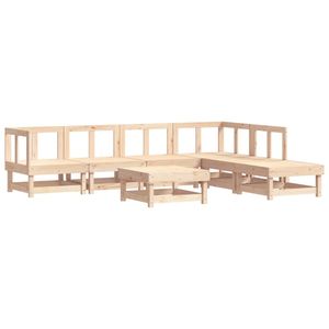 Grand ensemble de salon de jardin modulaire en bois de pin massif beige, meubles d'extérieur durables et élégants - Product Image 3