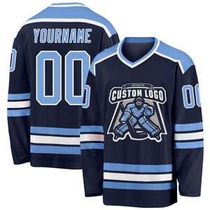 Maillot de hockey personnalisé bleu marine et blanc pour l'industrie manufacturière, vente en gros directe - Product Image 1
