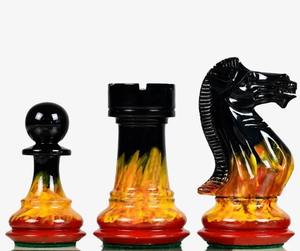 Jeu d'échecs Staunton en bois de qualité supérieure, finition Flame Frost, roi de 4,0 pouces avec deux reines, style tournoi classique au meilleur prix - Product Image 1