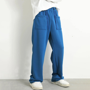Wholesale <b>Men</b> Cotton Fleece Joggers Casual Sweatpants <b>Elastic</b> Waist Drawstring Long <b>Trousers</b> Custom Logo Bulk Order Loungewear - Product Image 2