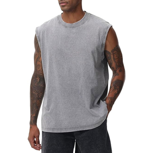 Manufacturer Wholesale Men Summer Vest Loose Sleeveless 100% Cotton Custom <b>Logo</b> Front MenSinglet Tank Tops Breathable Quick Dry - Product Image 2