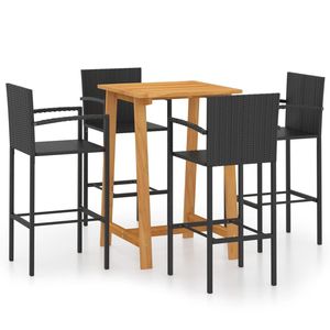 Set di mobili da bar per patio neri da 5 pezzi - Product Image 2
