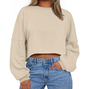 Sudadera Personalizada para Mujer, de Alta Calidad, 100% Algodón, Estilo Urbano Otoñal, Manga Larga, 360g, Corte Recortado, Bordada - Product Image 6