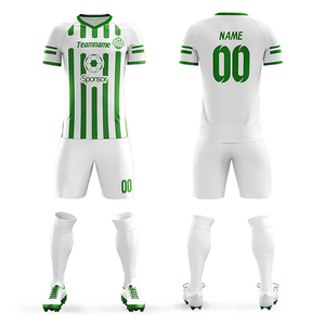 Conjunto de Camiseta de Fútbol Unisex Personalizada, Amarilla y Negra a Rayas, Cuello en V, Manga Corta, Absorbe la Humedad, Antibacteriana, Ajuste Atlético - Product Image 4