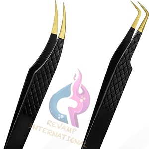 Pinzas Profesionales de Acero Inoxidable con Punta Curva para Extensión de Pestañas, para Pestañas de Mega Volumen, Pinzas de Precisión de 90 Grados - Product Image 1