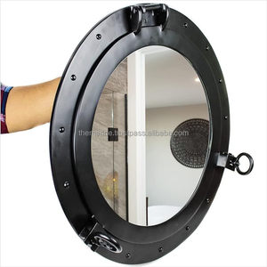 Gran oferta, espejo de ojo de buey de diseñador de latón náutico negro mate de calidad superior hecho a mano, espejo montado en la pared - Product Image 5