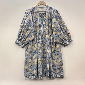 Vestido Midi Informal de Algodón Tejido para Mujer, Color Liso, Manga Corta, Cintura Imperio, Estilo Babydoll, Cuello en V, Holgado, para Todas las Temporadas - Product Image 2