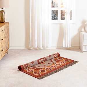 Tapis kilim en jute et laine, lavables et biologiques, tissés à la main, pour salon, chambre et bureau - Product Image 6