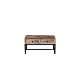 Mesa de centro de madera maciza de diseño tradicional, duradera y ecológica, con 2 cajones, estilo industrial, para almacenamiento. - Product Image 2
