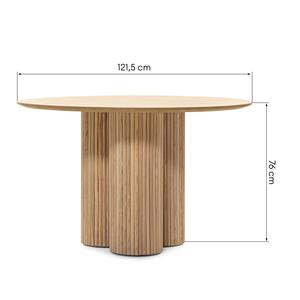 Mesa de Comedor Redonda de Madera Acanalada de Lujo Moderno, Mesa de Comedor Circular de Madera Maciza de Estilo Nórdico Minimalista con Base de Pedestal Acanalado - Product Image 6
