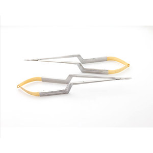 Instruments chirurgicaux cardiaques de qualité supérieure en acier inoxydable, micro-ciseaux Yasargil à baïonnette, 195 mm, droits et courbés, manuels, CE - Product Image 1