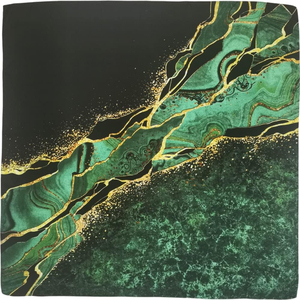 Fashion Square Scarf With Green Marble Gold Pattern Digital Printed Polyester Multifunctional Four Seasons Style - Product Image 6