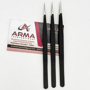 Professional Straight Eyelash Tweezer Matte Black Powder Coated Lash Extension Tweezers Sustainable Pointed Tip with Logo - Product Image 2