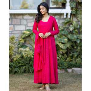 Ensemble de costume en mousseline de soie rose orné de broderies Chikankari avec sac Potli, taille XS - Product Image 2