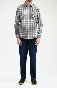 Chemise en coton à carreaux gris légère pour homme, chemise décontractée à manches longues, chemise boutonnée élégante décontractée, chemise décontractée pour homme - Product Image 2