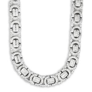 <b>Iced</b> <b>Out</b> Miami <b>Chain</b> Necklace Rhodium Plated Cubic Zirconia Figaro <b>Chain</b> Hip Hop Jewelry for Men - Product Image 1