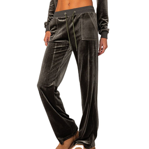 Custom Velvet Tracksuit Two Piece Embroidery Flared Pant <b>Cropped</b> Hoodie Sets <b>Zip</b> <b>up</b> Rhinestone Velour Tracksuit for Women - Product Image 3