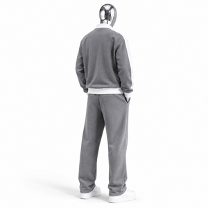 Conjunto de chándal de invierno para hombre, gris, con cremallera de un cuarto, de peso pesado 2 en 1, con logotipo personalizado y estampado Confidence, de manga larga, joggers casuales de corte holgado - Product Image 3