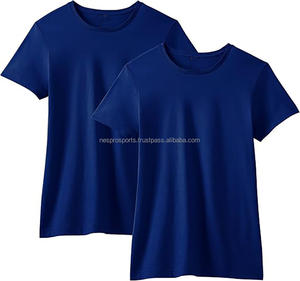 Camiseta de Manga Corta con Cuello Redondo para Mujer, Lisa, de Algodón, Personalizable con Logotipo, MOQ Bajo, Precio de Fábrica - Product Image 1