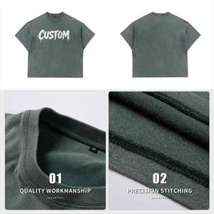 Custom Slim Fit Short Sleeve Acid Wash <b>Animal</b> Print Eco-Friendly 180g Cotton Formal <b>Men's</b> T-Shirt Vintage Distressed Drip Drop - Product Image 4