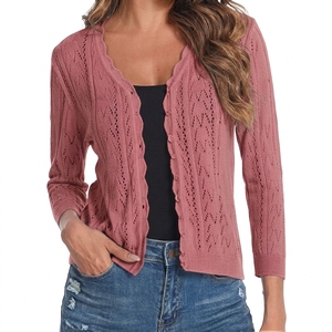 Cardigan en tricot à manches ballon pour femme, personnalisable en gros, pour un style décontracté et doux - Product Image 6