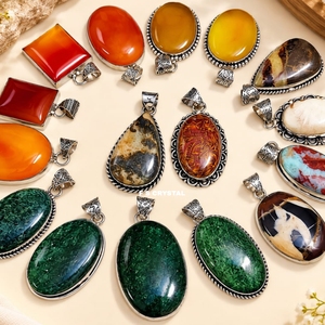Colgantes de Ágata de Calcita Amarilla Natural, Gemas de Cristal, Hechos a Mano, Ecológicos, con Baño de Plata, Piedra Semipreciosa F S - Product Image 3