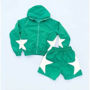 RTS High Sells Custom Logo Green With White Star Men's Nylon <b>Wind</b> <b>Breaker</b> Shorts Sets Vintage Outwear Men Set Streetwear Hoodies - Product Image 1