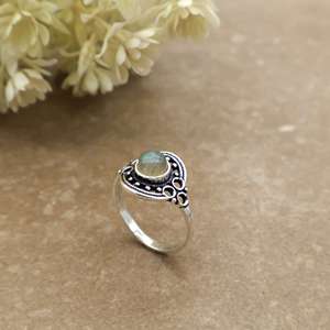 925 Sterling Silver Plated Adjustable Band Antique Boho Jewelry Unisex <b>Labradorite</b> Gemstone Handmade <b>Ring</b> - Product Image 1