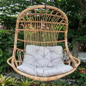 New Durable Eco-Friendly Modern Minimalist Portable Natural Rattan Woven <b>Hanging</b> Swing Chair Indoor Outdoor Park Furniture Sets - Product Image 4