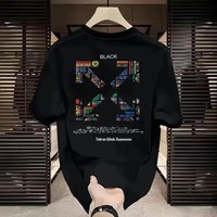 T-shirt en jersey à motif floral imprimé numérique, 100 % coton, manches courtes, col rond, coupe ample, unisexe, décontracté, 220g, collection luxe 2026