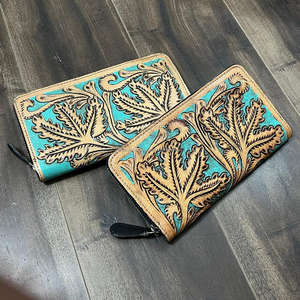 2025 Latest Design Hand Tooled Cow Leather <b>Wallet</b> Fashion Trendy Genuine Leather Zipper Closure <b>Card</b> <b>Holder</b> Clutch for Women's - Product Image 4