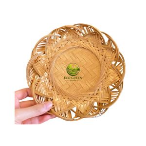 Handwoven Bamboo Serving Tray Round Storage <b>Basket</b> Lacquer Finish Multifunction Food Serving Bowl for Home Hotel - Product Image 6