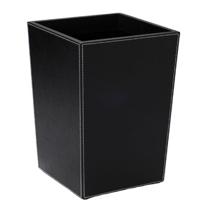 Poubelle à déchets en cuir à poser au sol, couleur noire, style français, poubelle à déchets secs, accessoires modernes pour la maison - Product Image 1