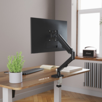 Soporte de Monitor Auki con Resorte de Gas, Altura Ajustable, Soporte de Escritorio Individual para Monitores de 32 Pulgadas