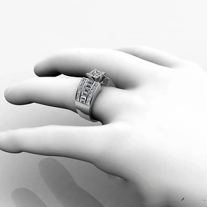 IGI-Zertifizierter 14k 18K Weißgold Vintage-Stil Labor-Gezüchteter Diamantring Luxus-Schmuck Smaragdschliff Drei-Stein-Verlobungsringe - Product Image 4