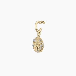 Collier à pendentif diamant en forme de pièce de monnaie de mer festonnée avec chaîne trombone - Product Image 3