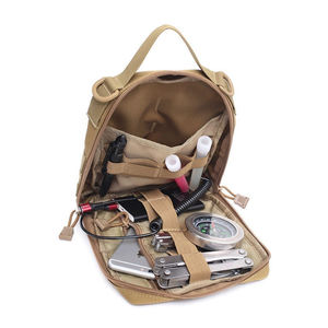 Compact Waterproof Tactical Pouch, Durable <b>Tan</b> EDC Utility <b>Bag</b> With Front Modular Webbing and Secure Zip Closure - Product Image 6