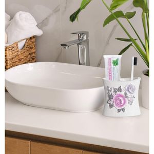 Set di Accessori da Bagno Michelle con Design Floreale, 4 Pezzi, Dispenser per Lozione, Portaspazzolino, Portasapone - Product Image 2