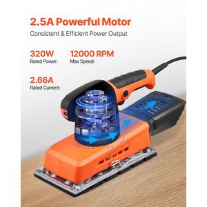 Levigatrice Elettrica per Legno da 1/2 Pollice 2.5A a Velocità Variabile 12000 Giri/min Max per Carta Abrasiva di Finitura - Product Image 2