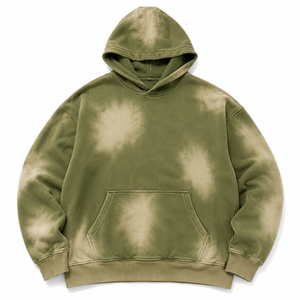 Sweat à capuche unisexe Premium Olive Sun Fade à impression numérique, coupe oversize streetwear, grammage lourd, style vintage et coupe carrée, vente en gros - Product Image 2