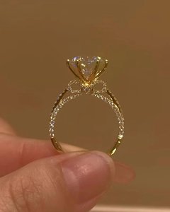 แหวนหมั้นเพชรทรงกลมทองคำ 14K สไตล์คลาสสิก วงแหวนชุบทองคำ 14K - Product Image 2