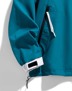 Men's Hooded Puffer Jacket Color Blocking Design Waterproof Regular Fit Winter Sporty Style With Patch Logo Left Sleeve - Product Image 5