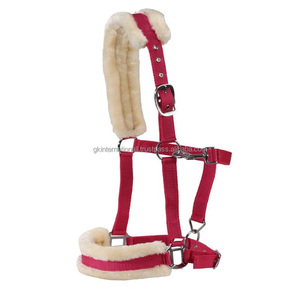 Design Réglable Sangle en Nylon Colorée Rembourrage en Polaire de Vison Rouge Nylon Cheval licou en pleine taille en épi avec accessoires en nickel - Product Image 3