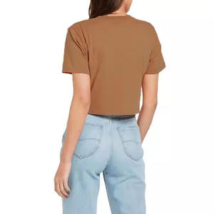 Atractiva Camiseta de Algodón para Mujer, Color Marrón Polvoriento, Etiqueta Privada, Corte Holgado, Ligera, Cómoda y a la Moda, Personalizable para Cualquier Look - Product Image 2