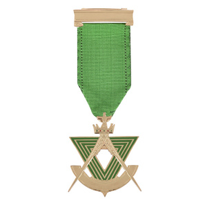 Medalla de Pecho Personalizada para Súperintendente de los Grados Masónicos Aliados, Chapada en Oro, con Cinta Morada - Product Image 2