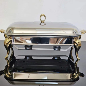 Recipientes de metal para calentar alimentos con estufa, venta al por mayor, calentador de comida tipo buffet de acero inoxidable cuadrado grueso, estilo indio - Product Image 1