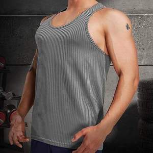 Gym <b>Stringer</b> <b>Vest</b> <b>Men's</b> Tank Top Ribbed Cotton Sleeveless Lightweight Breathable Eco-Friendly Fabric High Street Style - Product Image 4