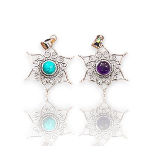 Colgantes de Plata de Ley 925 con Turquesa y Piedra Lunar, Estilo Bohemio para Mujer, con Corte en Forma y Engaste de Bisel, Joyería Hecha a Mano al por Mayor - Product Image 1